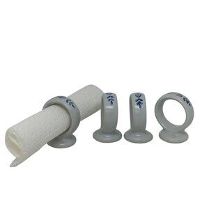 VTG Pfaltzgraff Yorktowne Set of 4 Blue Heart Footed Napkin Rings Elegant Decor